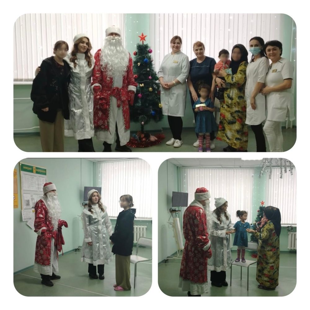Дед Мороз и Снегурочка в педиатрическом отделении Кушнаренковской ЦРБ